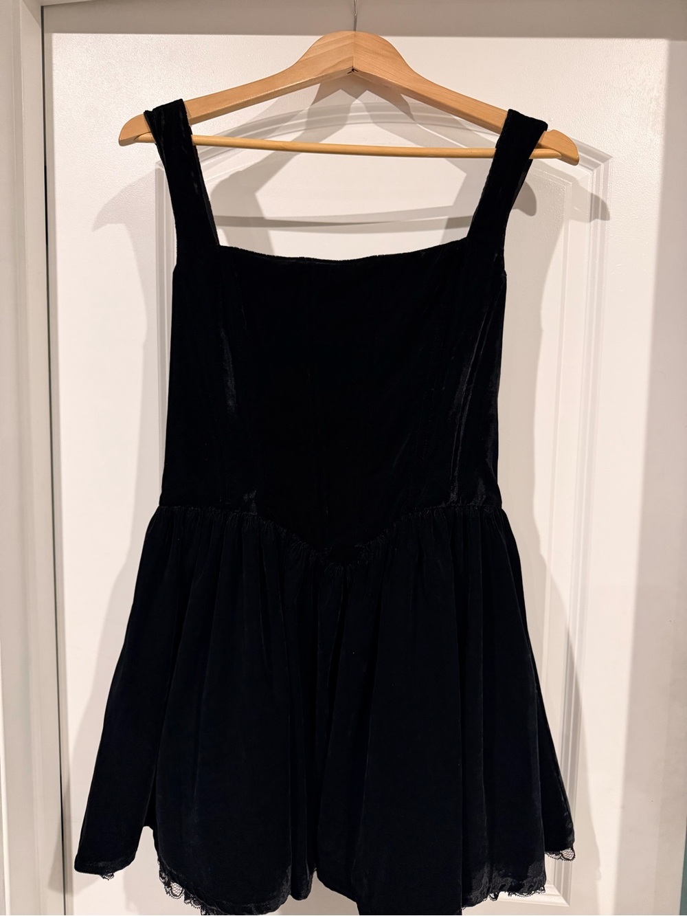 Sugar Thrillz Black Velvet Square-Neck Mini Dress